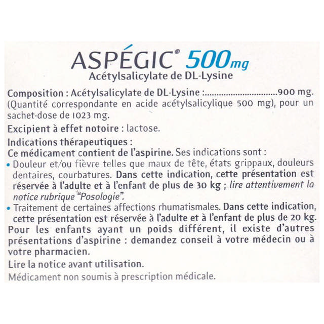 ASPEGIC 500MG SACHETS