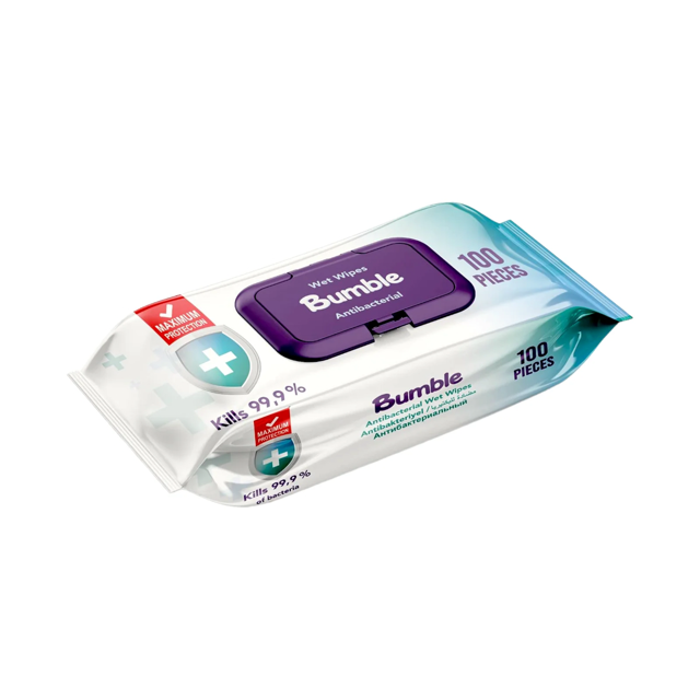 BUMBLE WET WIPES ANTIBACTERIAL 100PIC